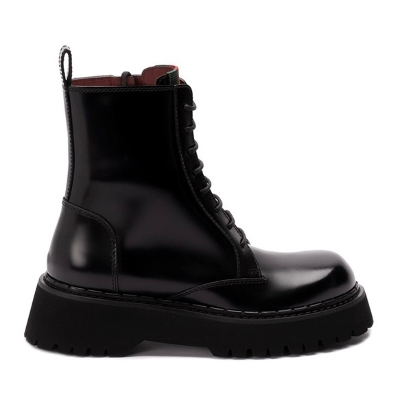 GUCCI web stripe lace up combat boots lace up boots lug boots - Picture 4 of 7
